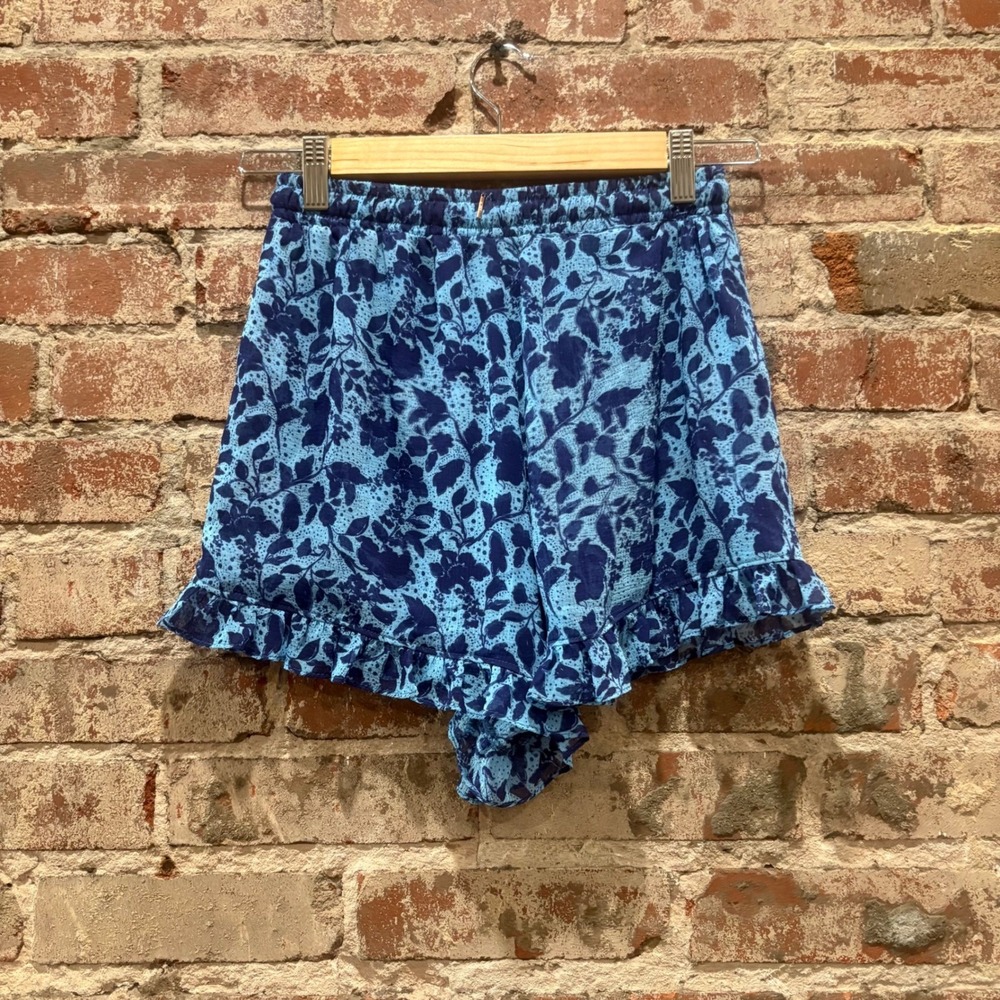 MISA Los Angeles Inca Shorts Blue Floral Ruffle Drawstring Size Small - Picture 8 of 10